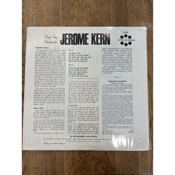 Tribute To Jerome Kern Ping Pong Percussion Vinyl Record LP Album S-66-A - Picture 5 of 5